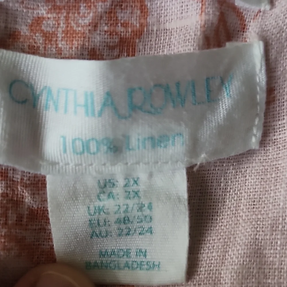 Cynthia Rowley 100% Linen Button Down Tropical Print Shirt - Picture 7 of 14